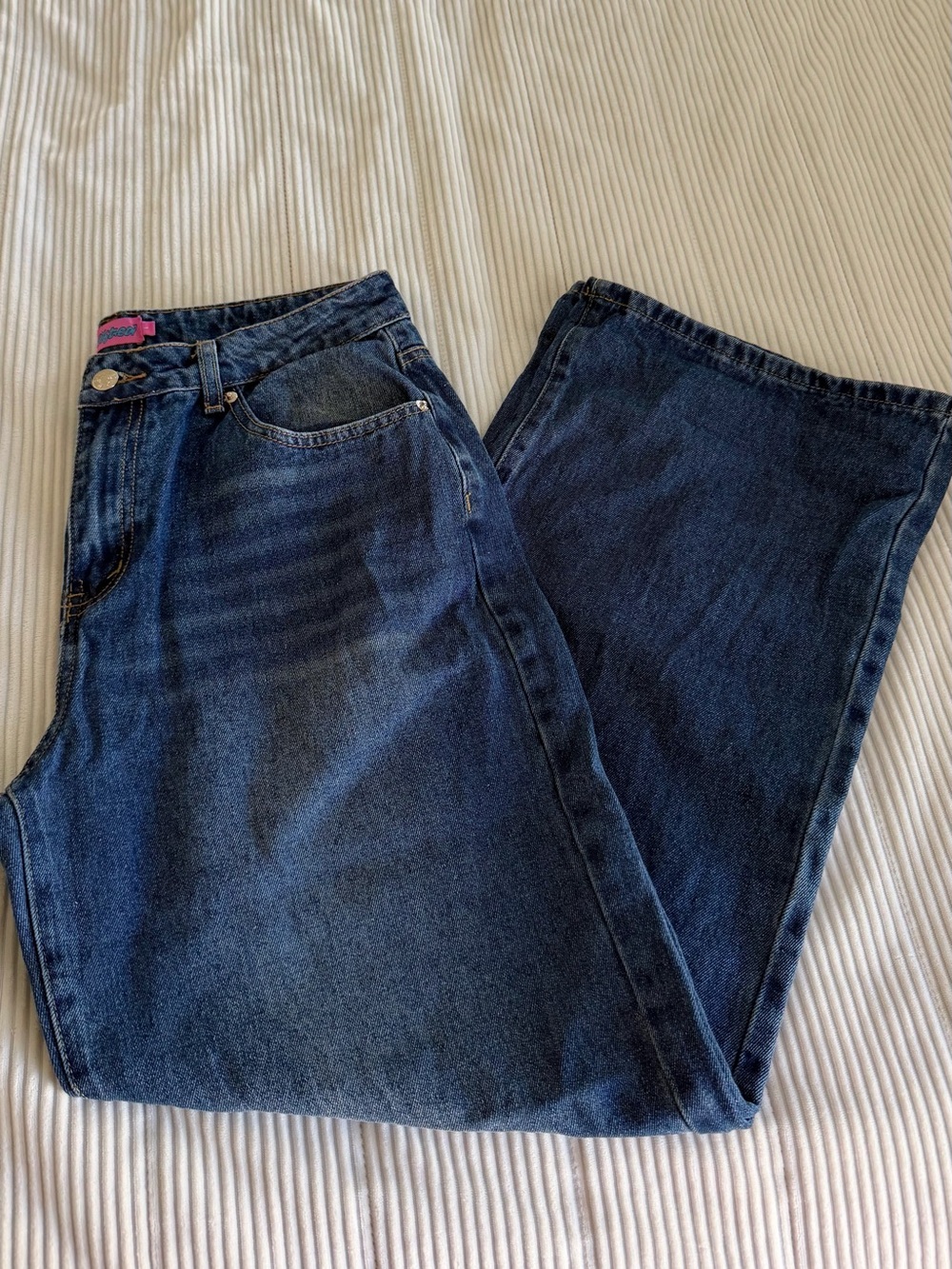 Edikted Dark Blue Wide Leg Jeans